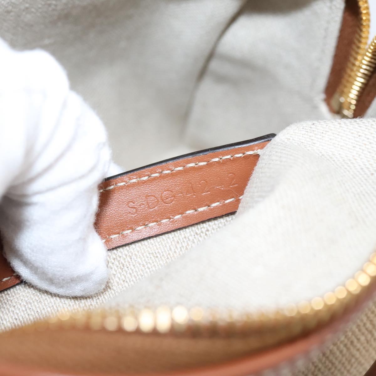 CELINE Hand Bag Canvas 2way Beige Gold Tone Auth mr3055V