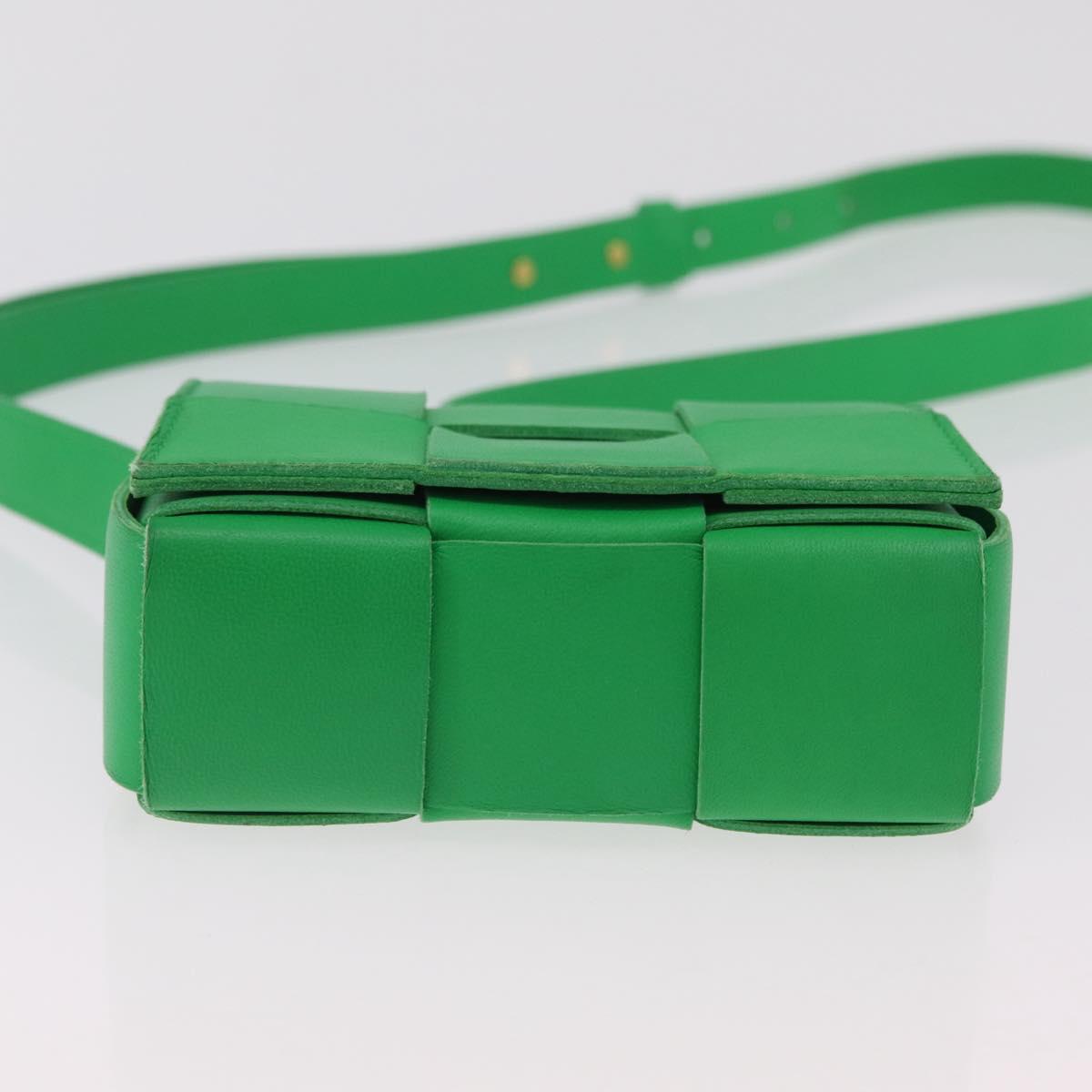 BOTTEGA VENETA MAXI INTRECCIATO Candy Cassette Bag Leather Green Auth mr3056A