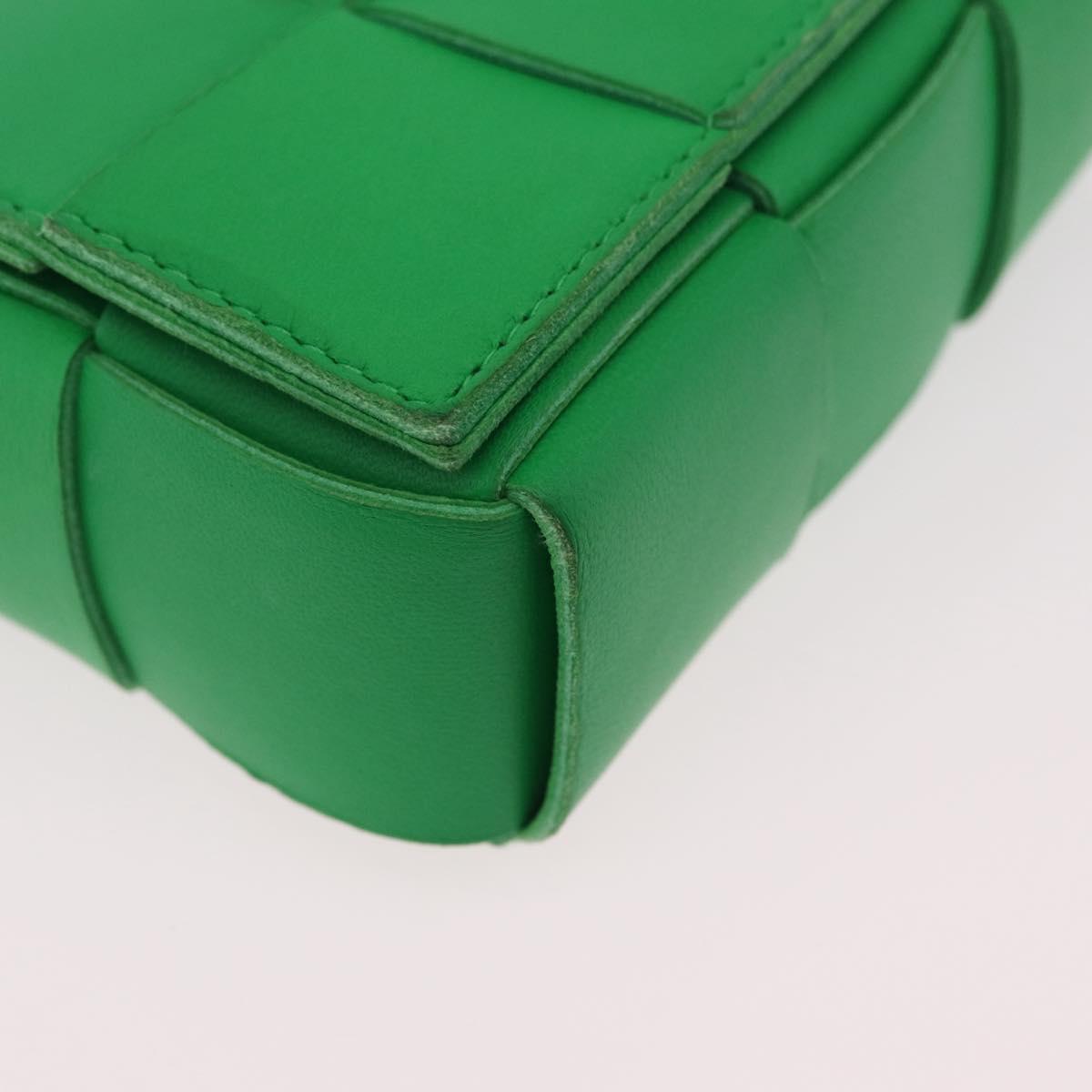 BOTTEGA VENETA MAXI INTRECCIATO Candy Cassette Bag Leather Green Auth mr3056A