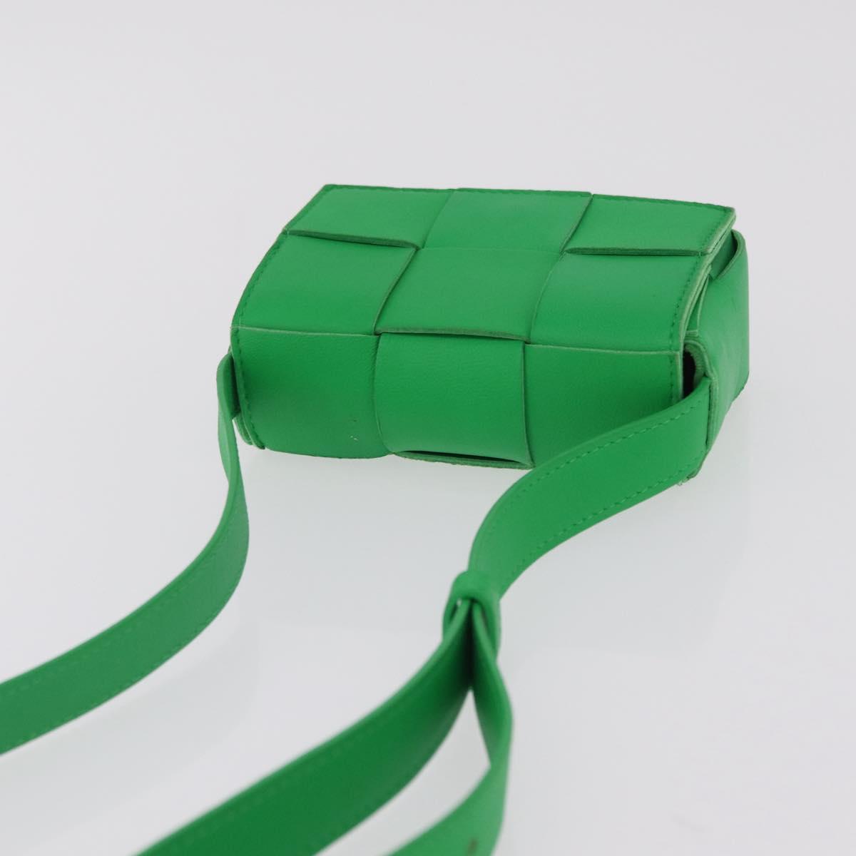 BOTTEGA VENETA MAXI INTRECCIATO Candy Cassette Bag Leather Green Auth mr3056A