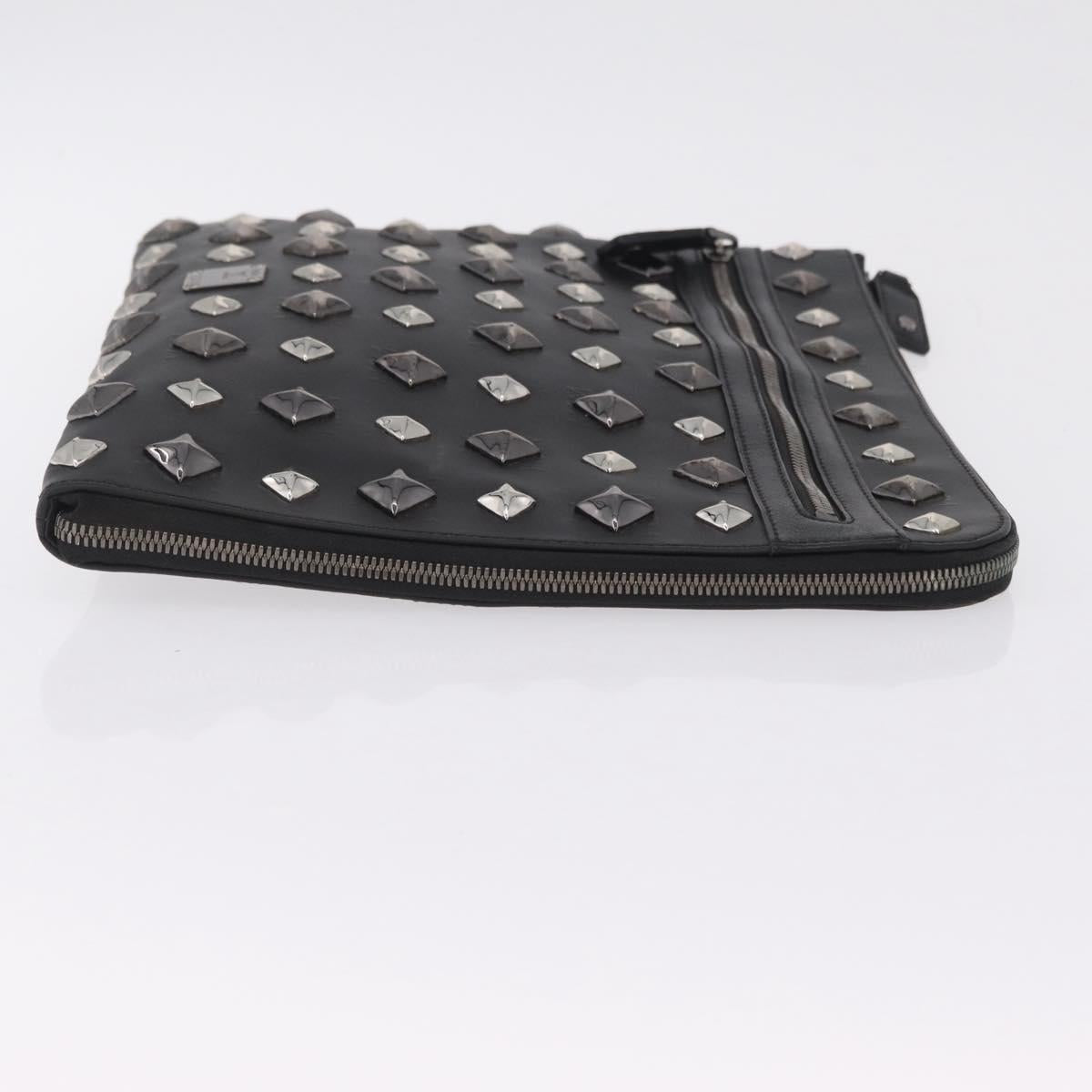 MCM Vicetos Clutch Bag PVC Leather Black Silver Auth mr3058