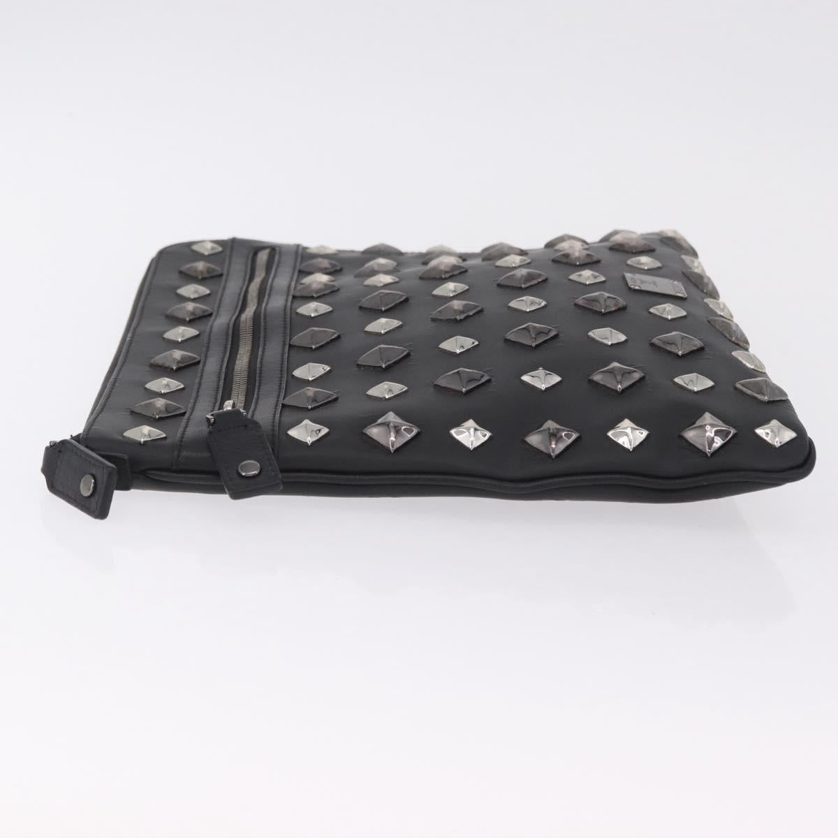 MCM Vicetos Clutch Bag PVC Leather Black Silver Auth mr3058