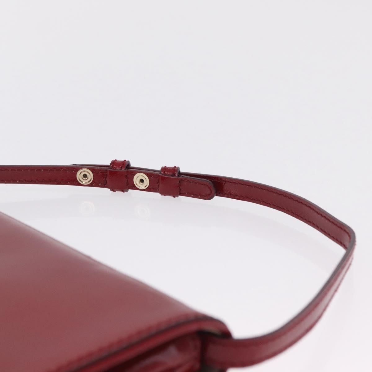 CELINE Triomphe Shoulder Bag Leather Red Gold Tone Auth mr3059A