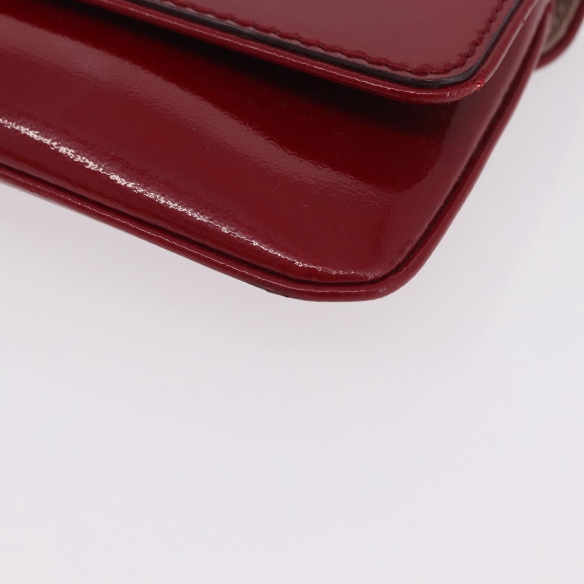CELINE Triomphe Shoulder Bag Leather Red Gold Tone Auth mr3059A