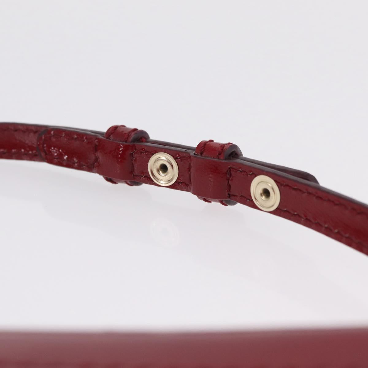 CELINE Triomphe Shoulder Bag Leather Red Gold Tone Auth mr3059A