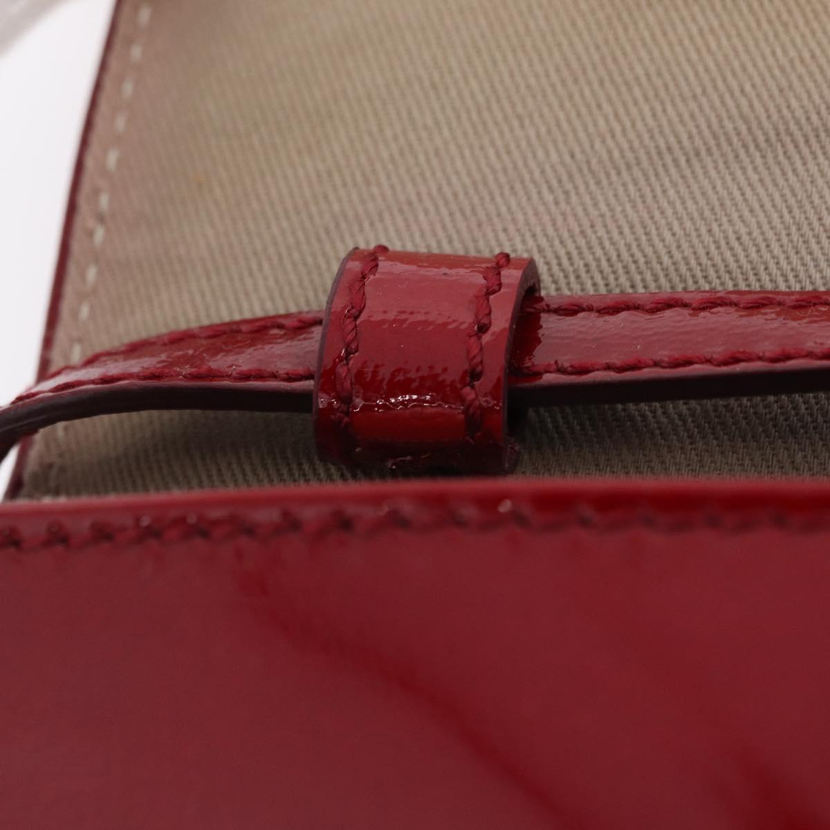 CELINE Triomphe Shoulder Bag Leather Red Gold Tone Auth mr3059A