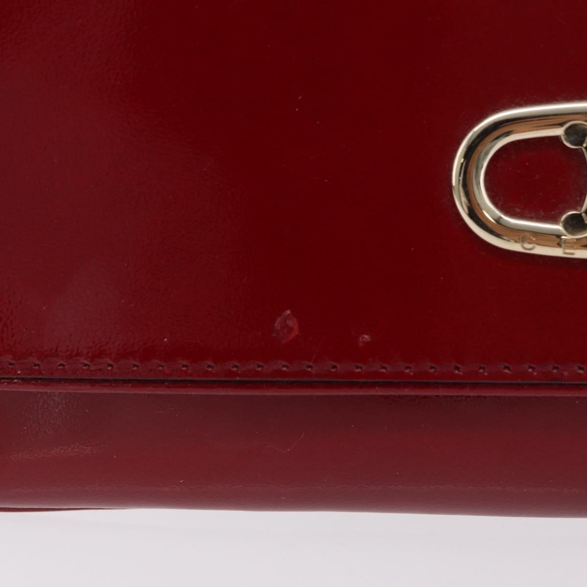 CELINE Triomphe Shoulder Bag Leather Red Gold Tone Auth mr3059A