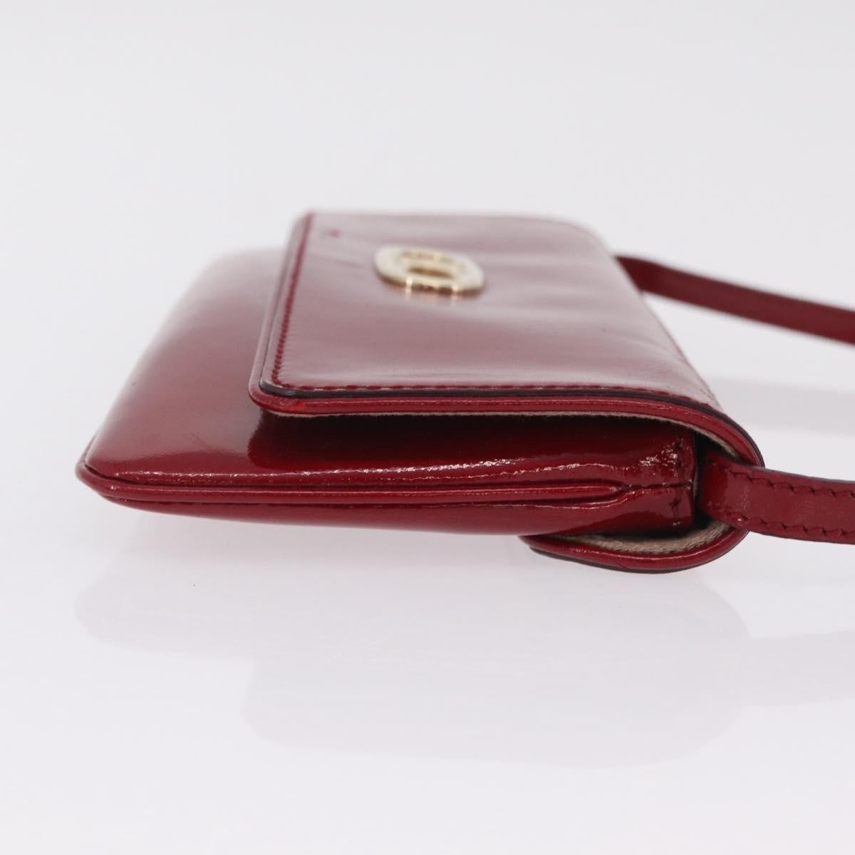 CELINE Triomphe Shoulder Bag Leather Red Gold Tone Auth mr3059A