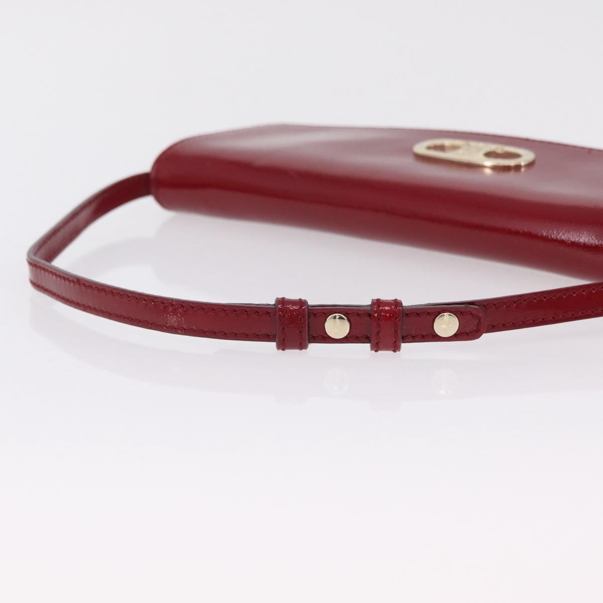 CELINE Triomphe Shoulder Bag Leather Red Gold Tone Auth mr3059A