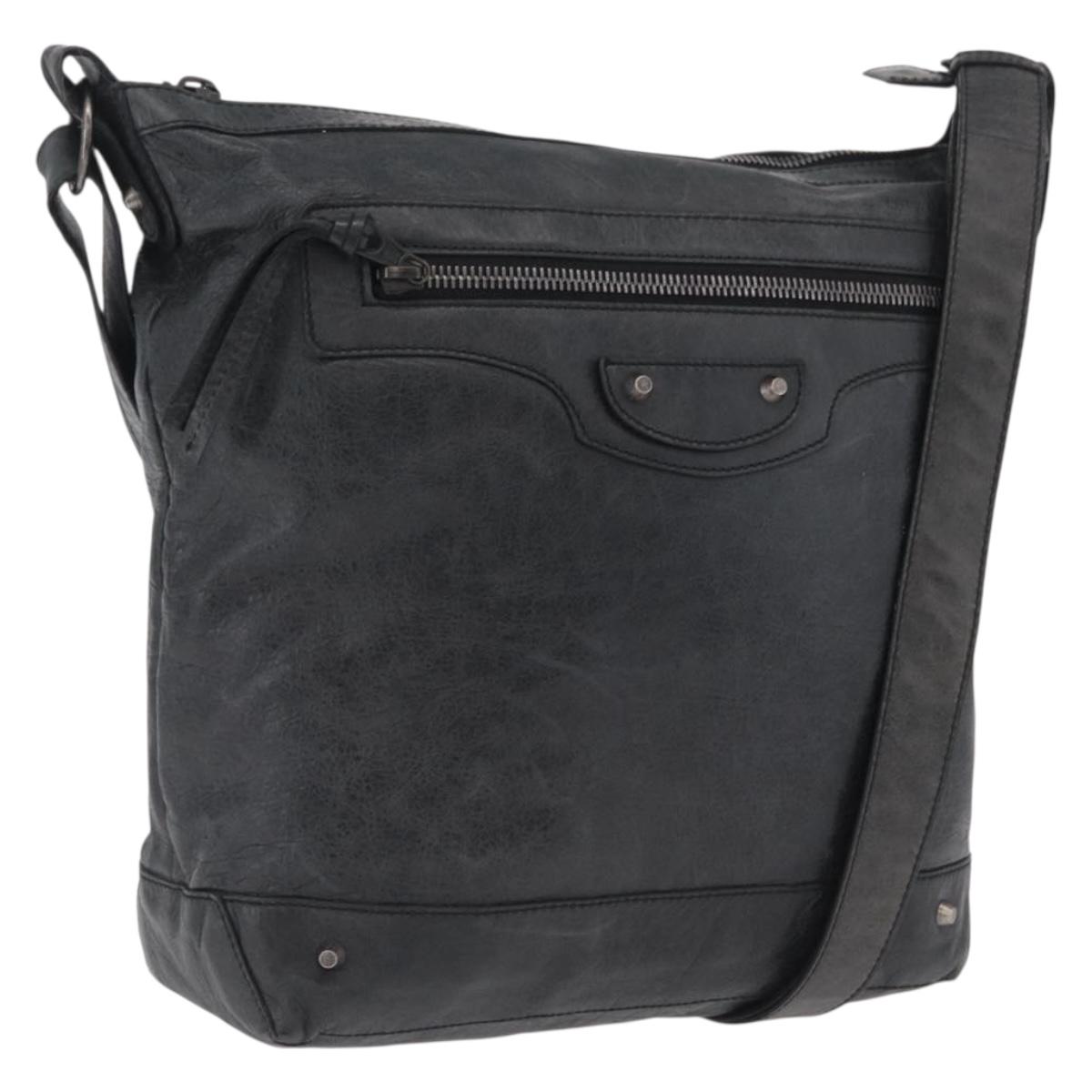 Balenciaga The Day Shoulder Bag Leather Black 223409 Auth mr3063A