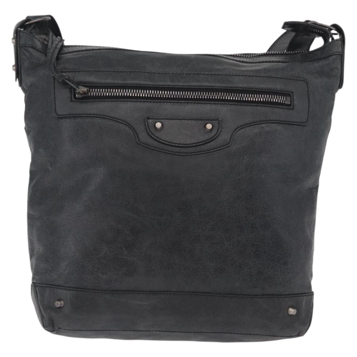 Balenciaga The Day Shoulder Bag Leather Black 223409 Auth mr3063A