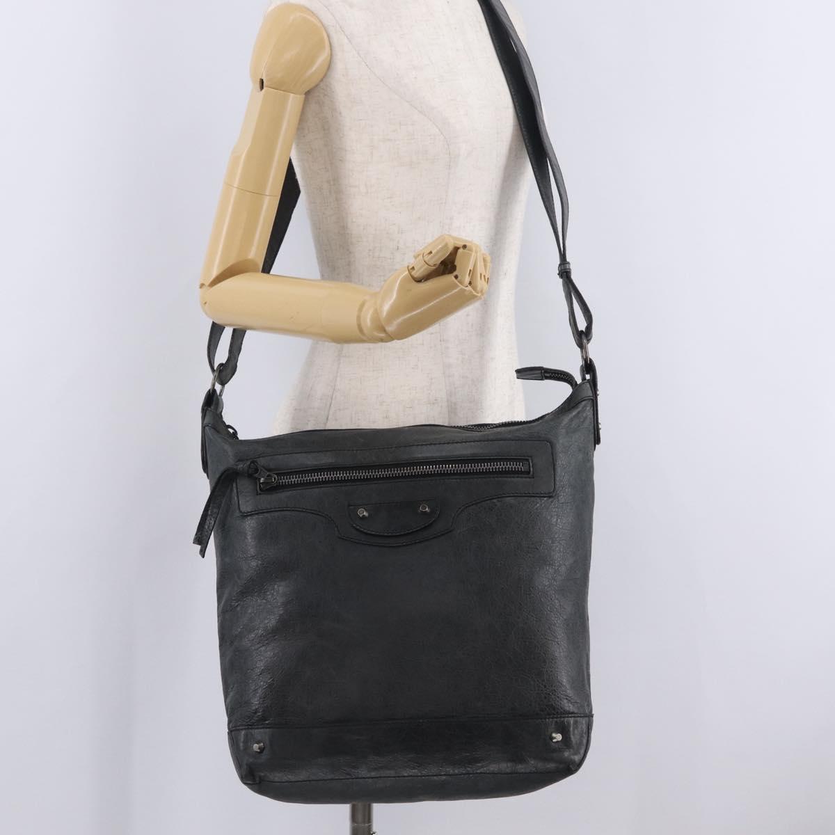 Balenciaga The Day Shoulder Bag Leather Black 223409 Auth mr3063A