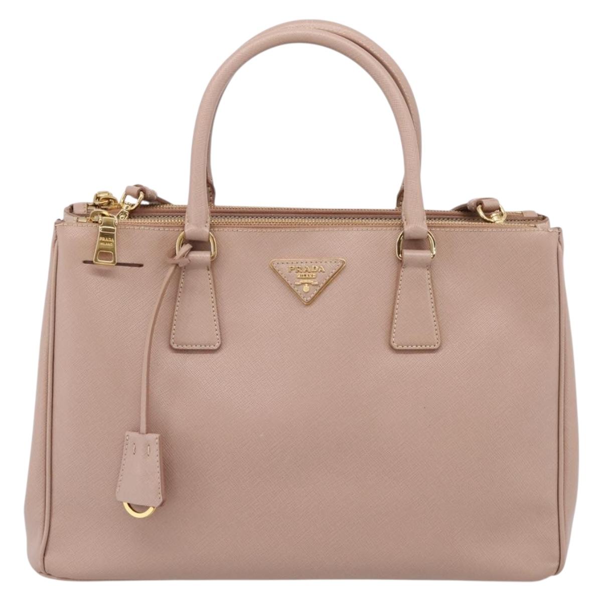 PRADA Hand Bag Saffiano leather 2way Pink Gold Tone Auth mr3064