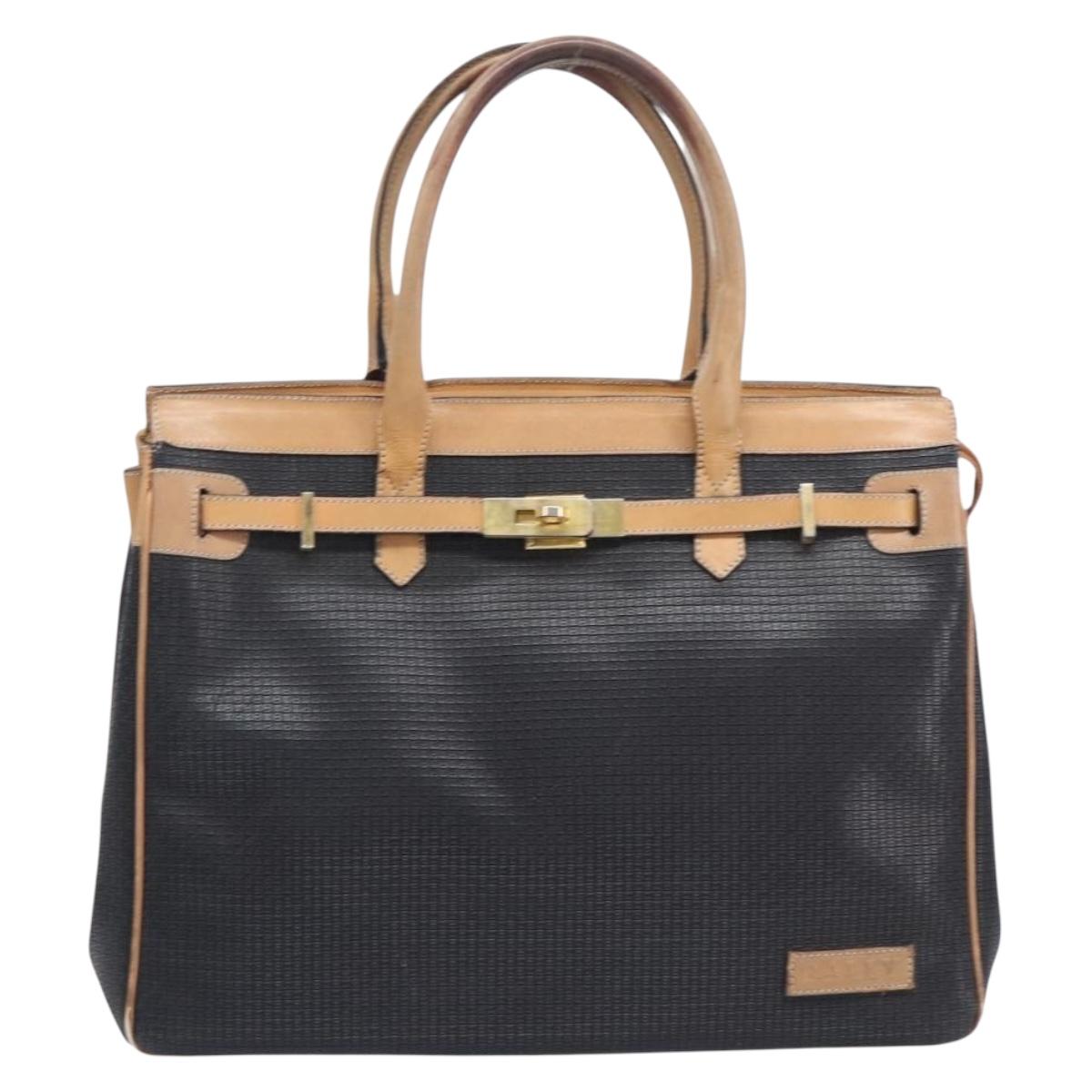 Bally Shoulder Bag Hand Bag Canvas PVC 2 Set Black Brown Auth mr3066