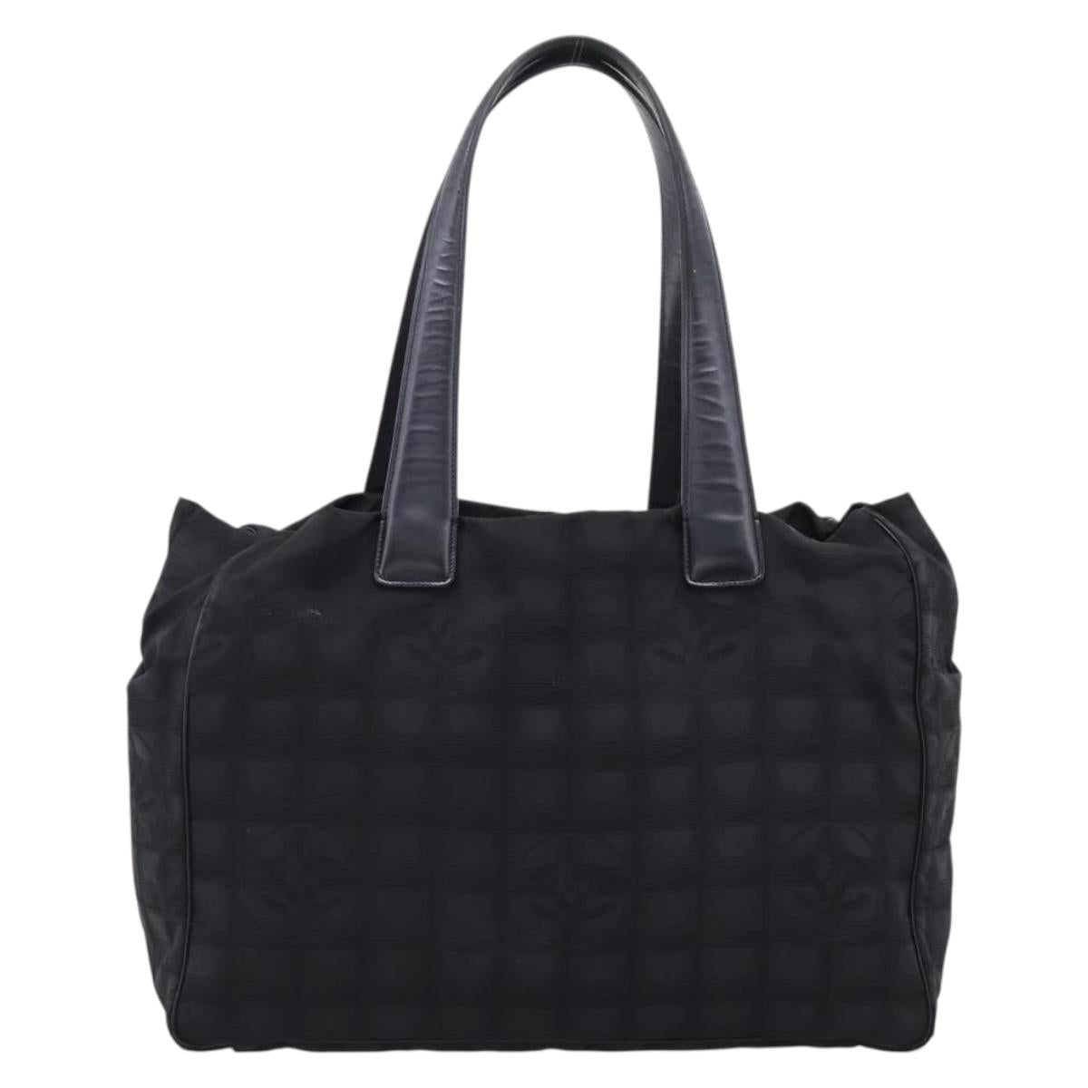 CHANEL New Travel Line Tote Bag Nylon Black Gold Tone CC Auth mr3070