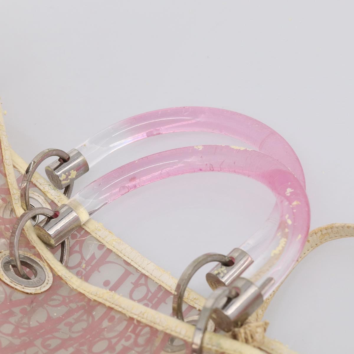 Christian Dior Hand Bag Vinyl Pink White Auth mr3071