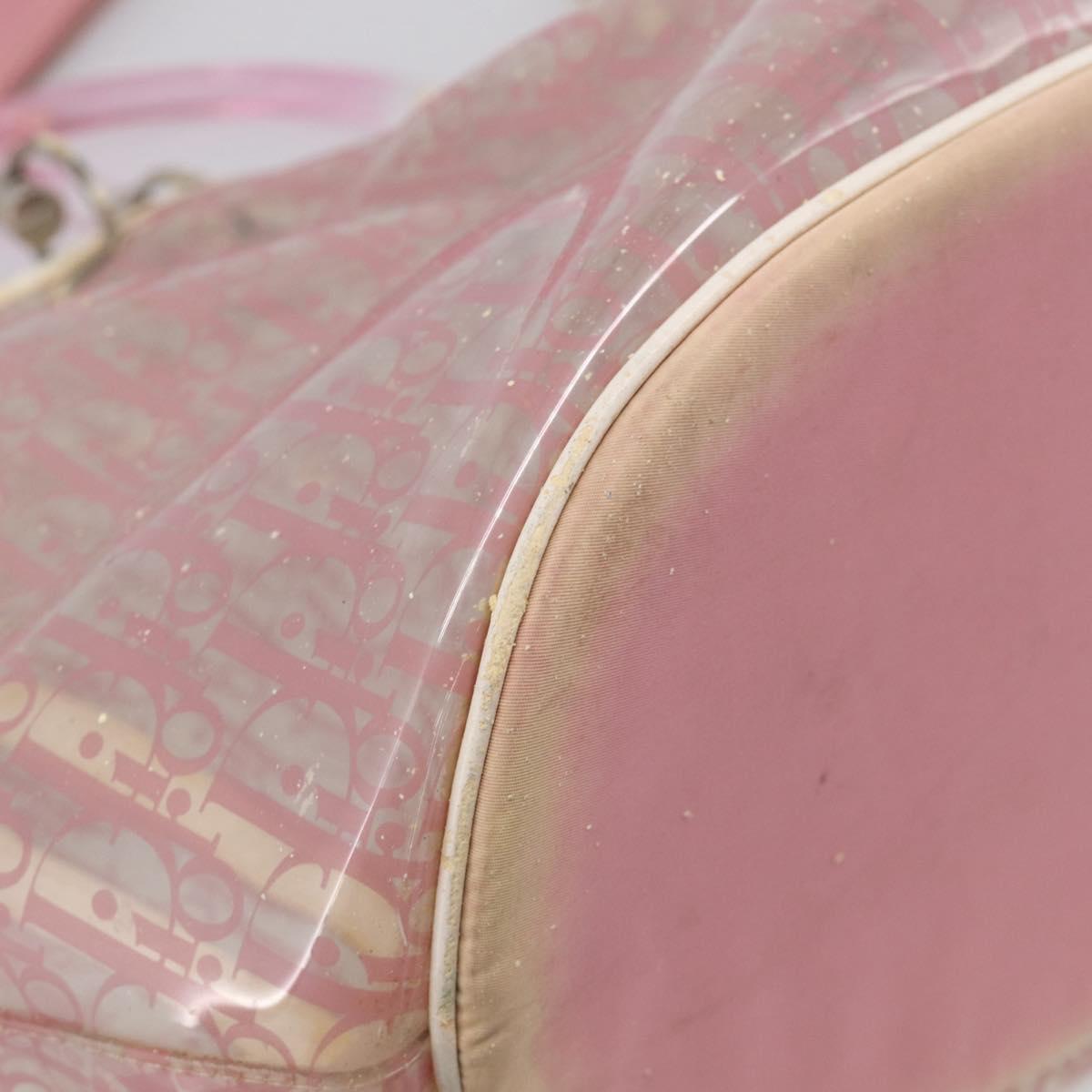 Christian Dior Hand Bag Vinyl Pink White Auth mr3071