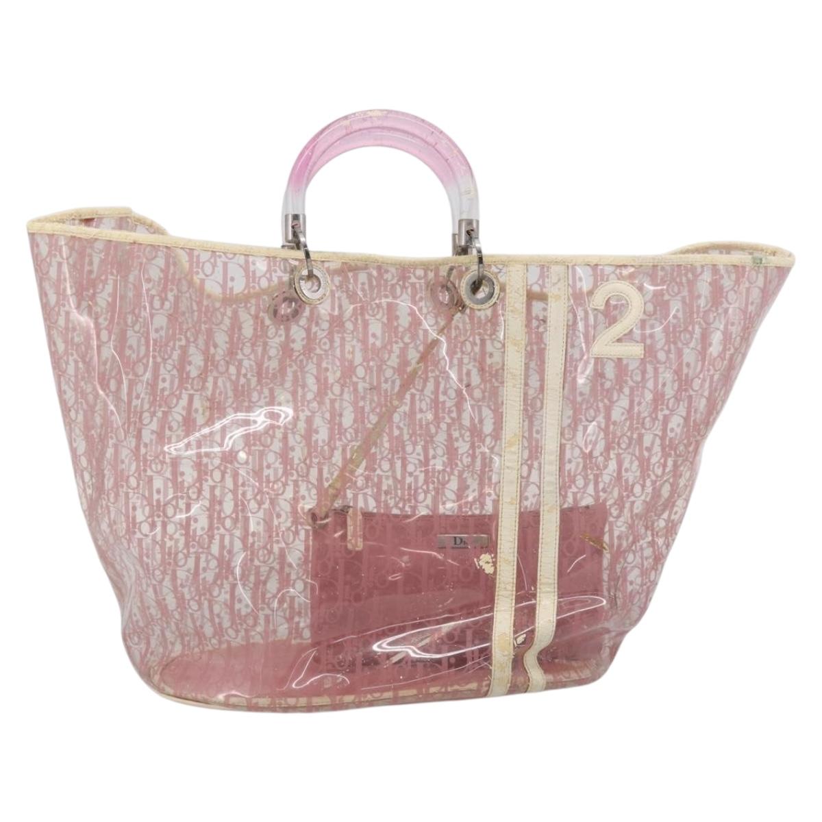 Christian Dior Hand Bag Vinyl Pink White Auth mr3071