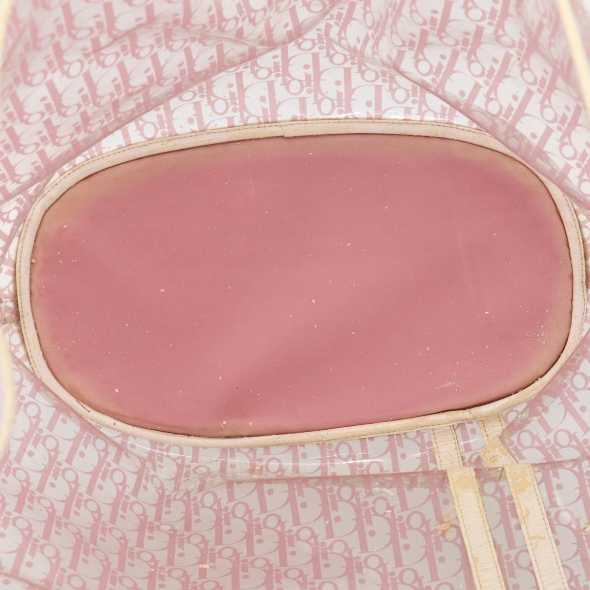 Christian Dior Hand Bag Vinyl Pink White Auth mr3071