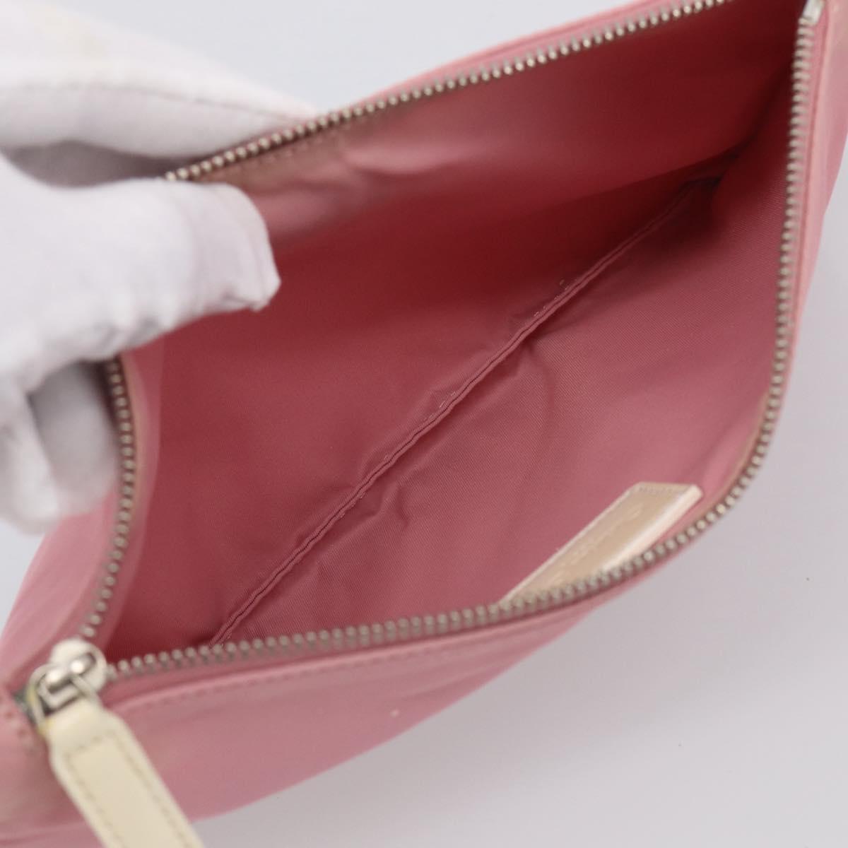 Christian Dior Hand Bag Vinyl Pink White Auth mr3071