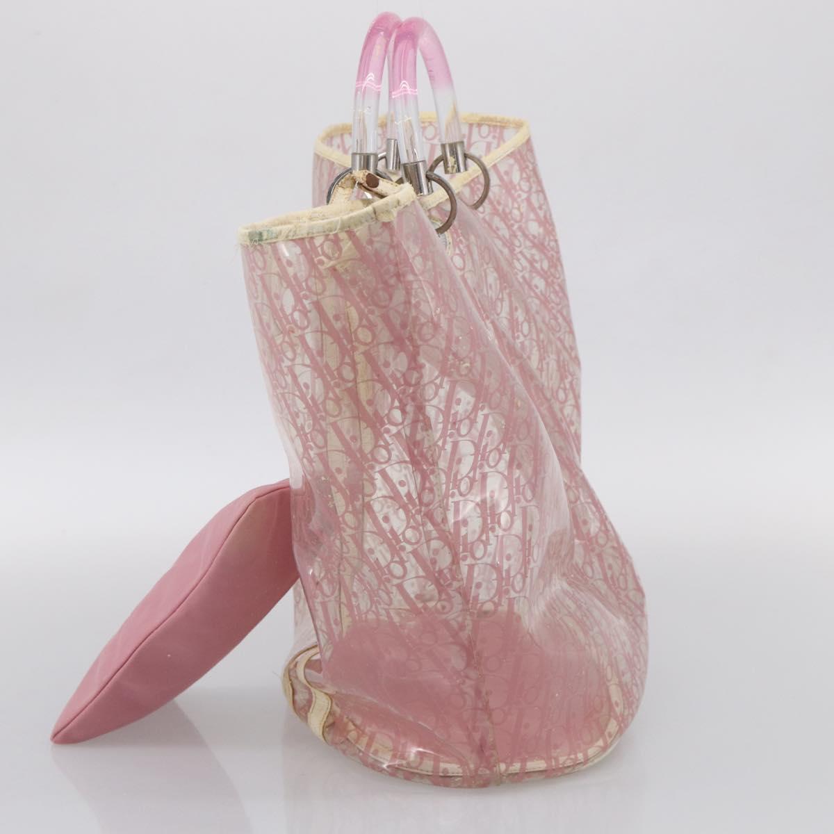 Christian Dior Hand Bag Vinyl Pink White Auth mr3071