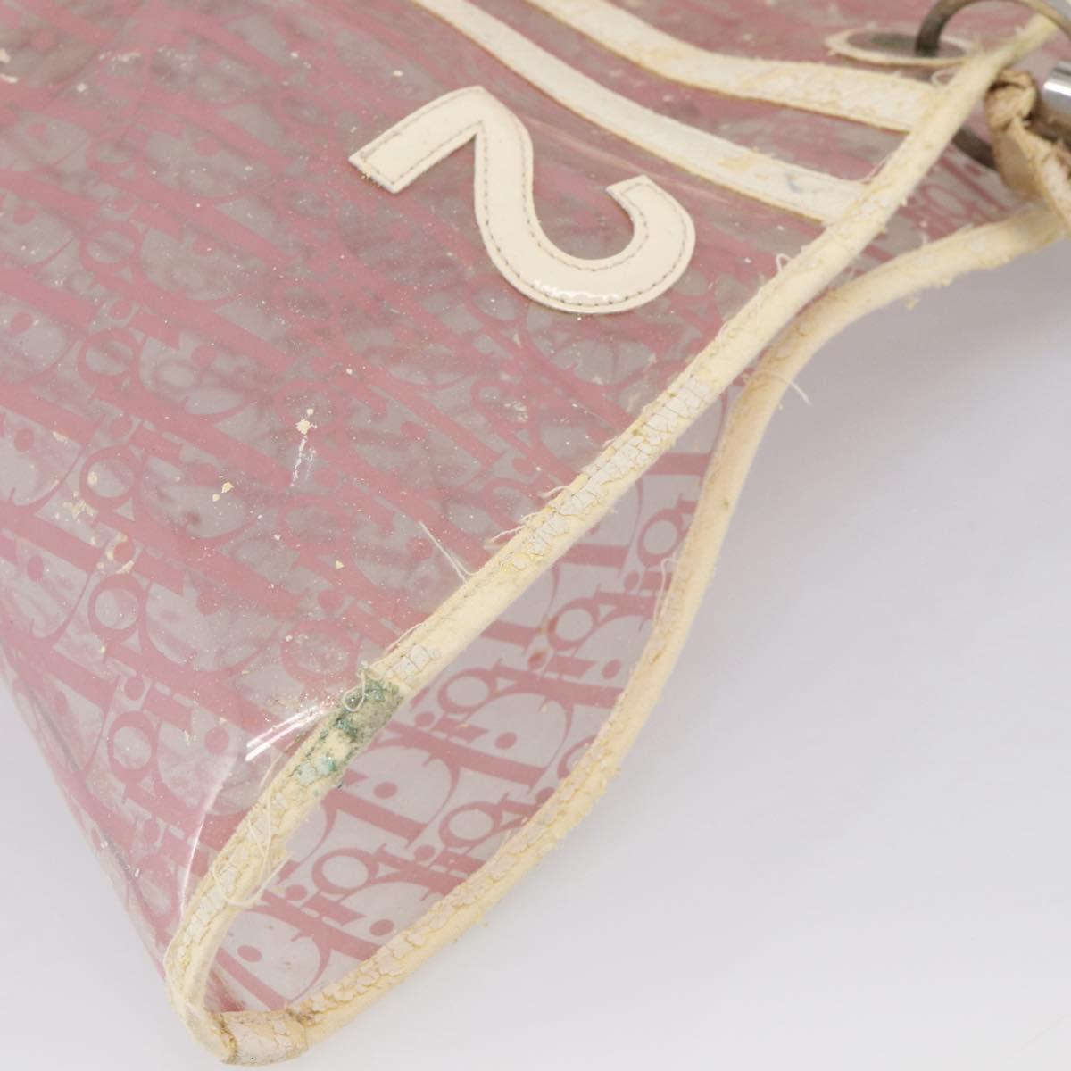 Christian Dior Hand Bag Vinyl Pink White Auth mr3071