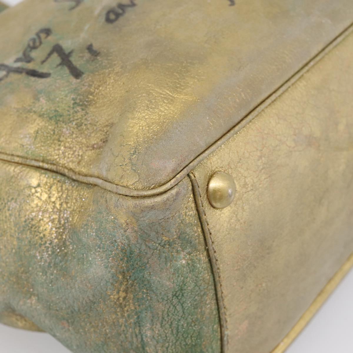 Saint Laurent Chevre Y Mail Tote Bag Leather Metallic Gold 188651 Auth mr3073
