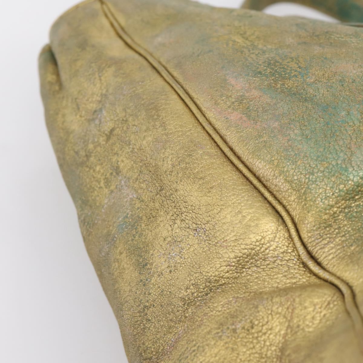 Saint Laurent Chevre Y Mail Tote Bag Leather Metallic Gold 188651 Auth mr3073
