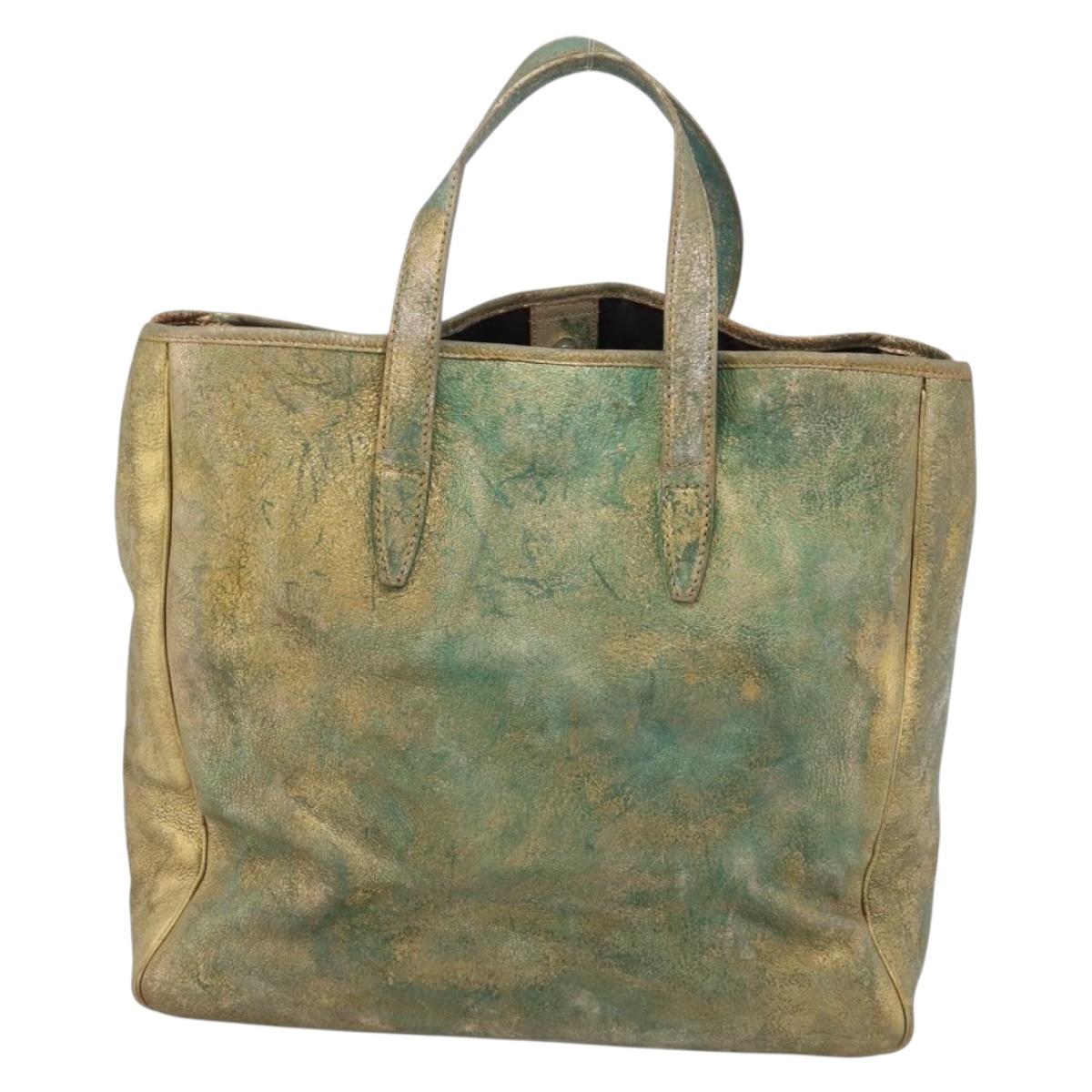 Saint Laurent Chevre Y Mail Tote Bag Leather Metallic Gold 188651 Auth mr3073