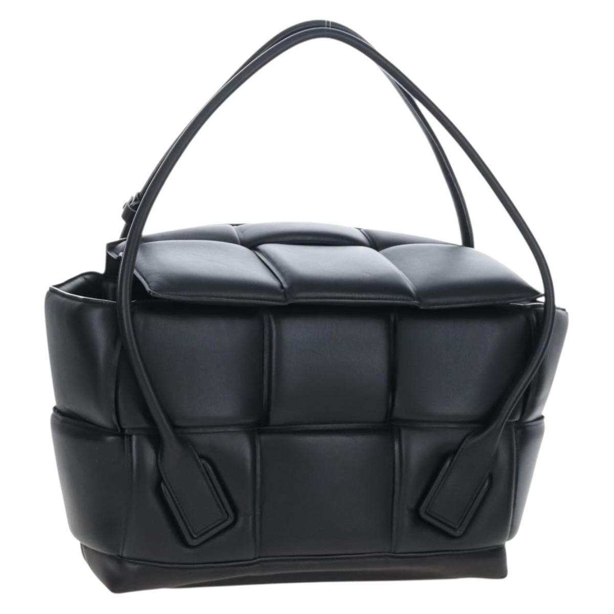 Bottega Veneta MAXI INTRECCIATO Tote Bag Leather Black Auth mr3078M