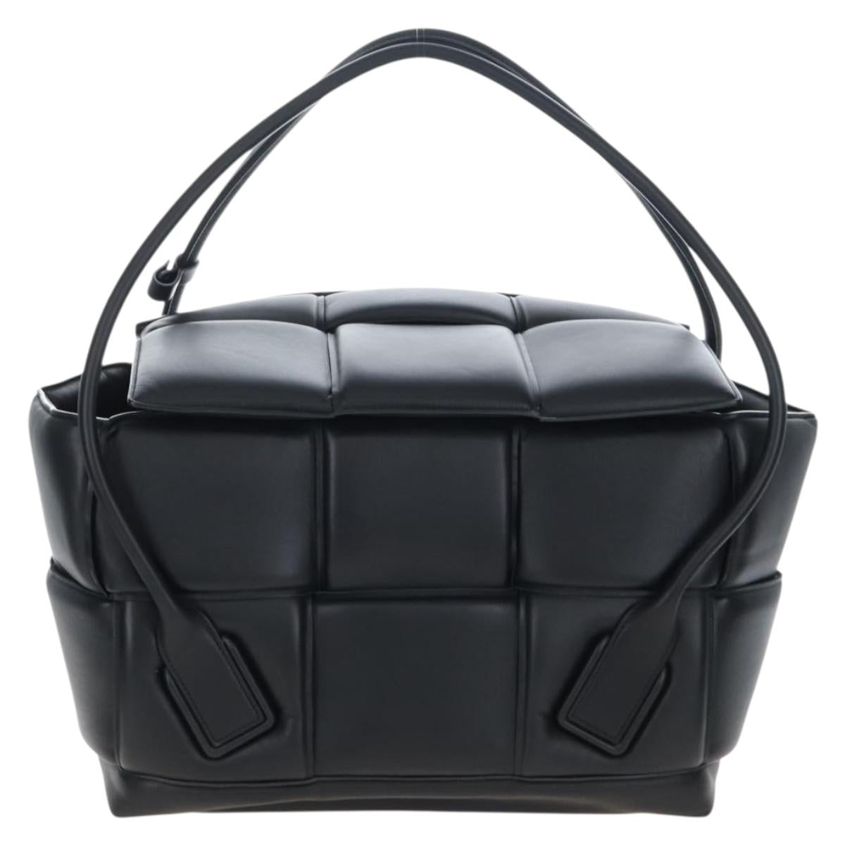 Bottega Veneta MAXI INTRECCIATO Tote Bag Leather Black Auth mr3078M