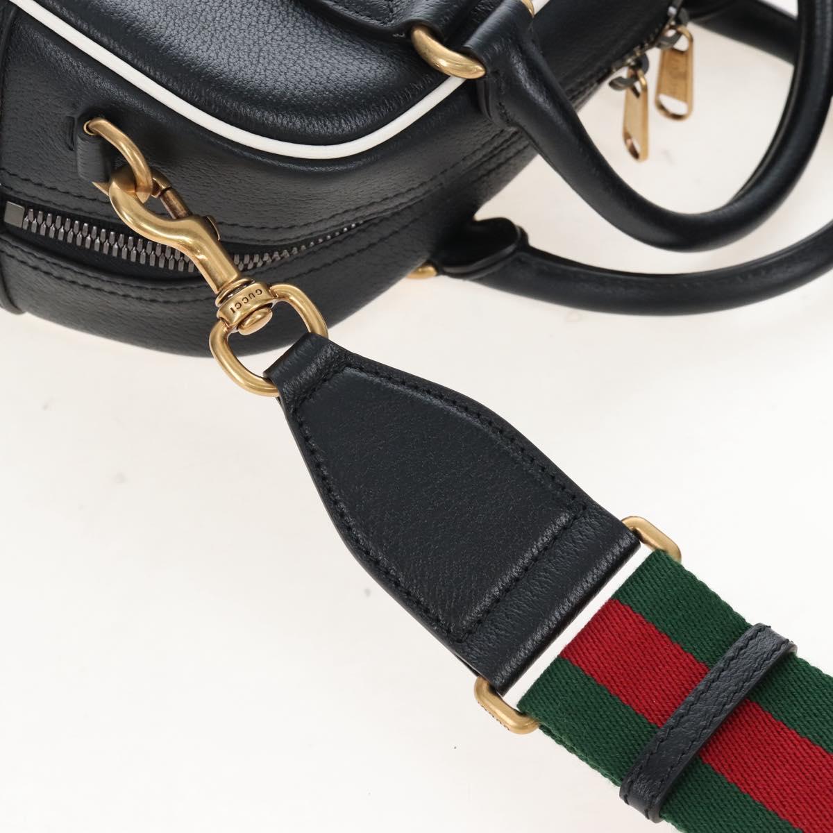 GUCCI Adidas Hand Bag Leather Black Gold Tone 702397 Auth mr3079V