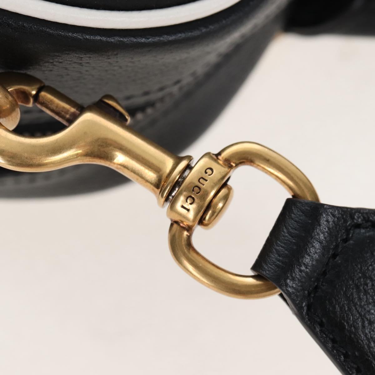 GUCCI Adidas Hand Bag Leather Black Gold Tone 702397 Auth mr3079V