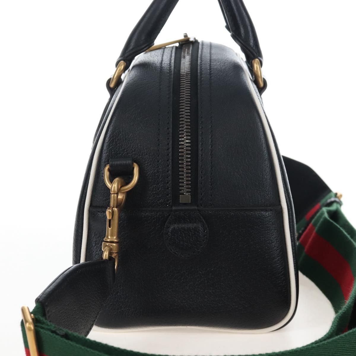 GUCCI Adidas Hand Bag Leather Black Gold Tone 702397 Auth mr3079V