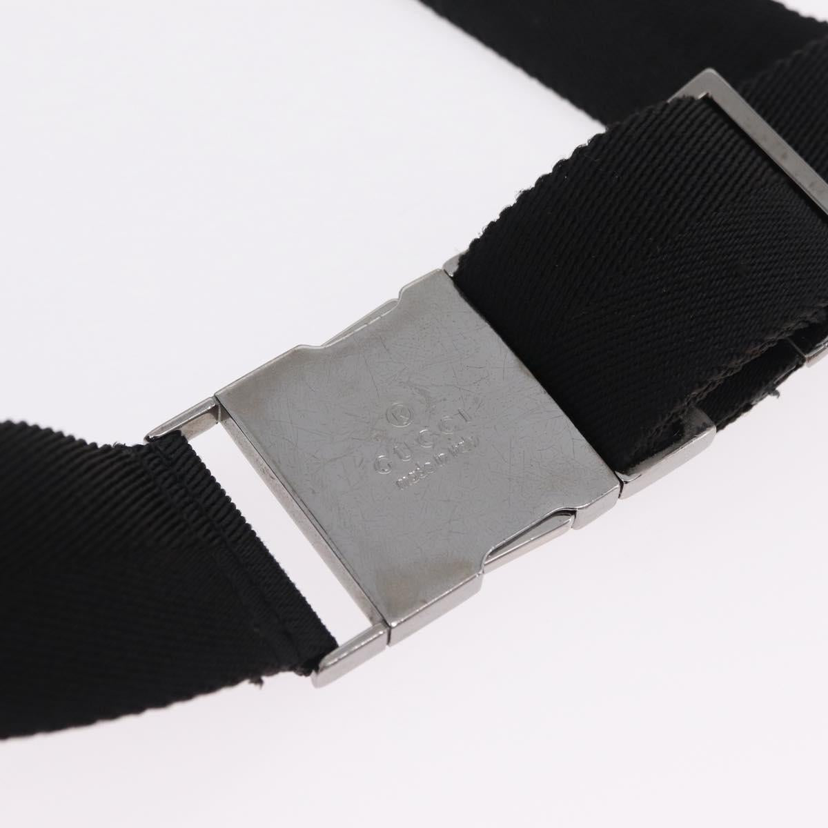 GUCCI GG Canvas Waist Bag Black Silver 28566 Auth mr3080A