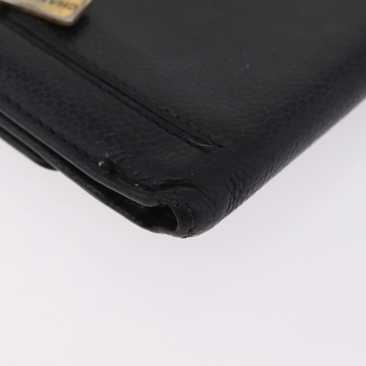 CHANEL Wallet Caviar Skin Black CC Auth mr3082