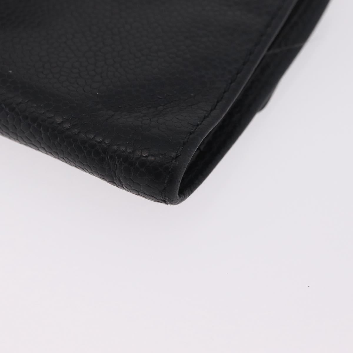 CHANEL Wallet Caviar Skin Black CC Auth mr3082