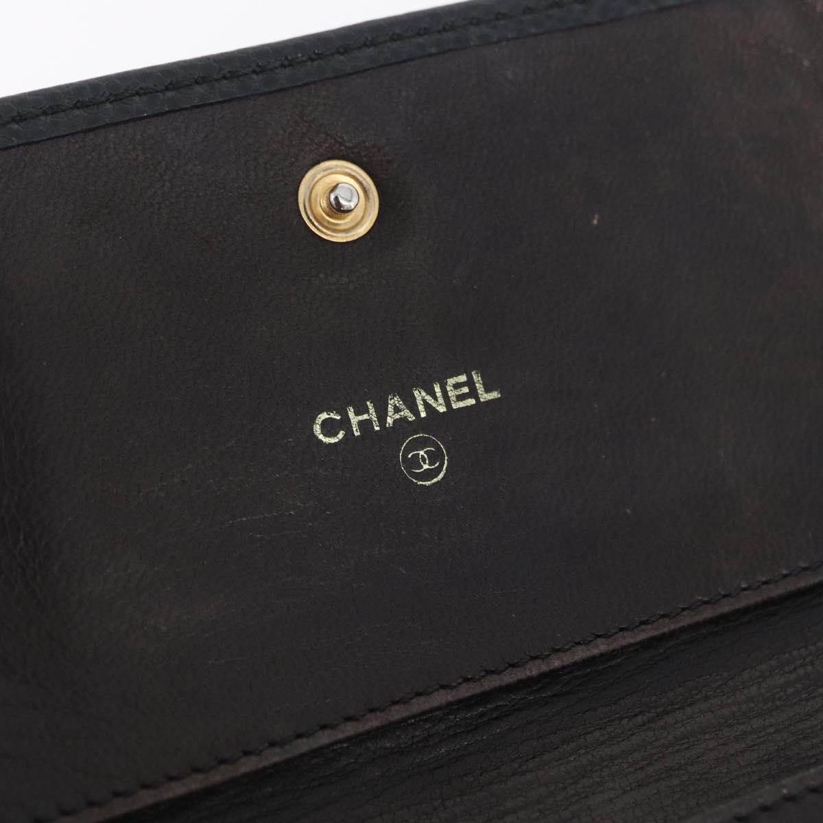 CHANEL Wallet Caviar Skin Black CC Auth mr3082
