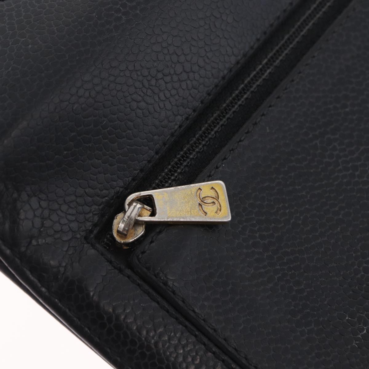 CHANEL Wallet Caviar Skin Black CC Auth mr3082