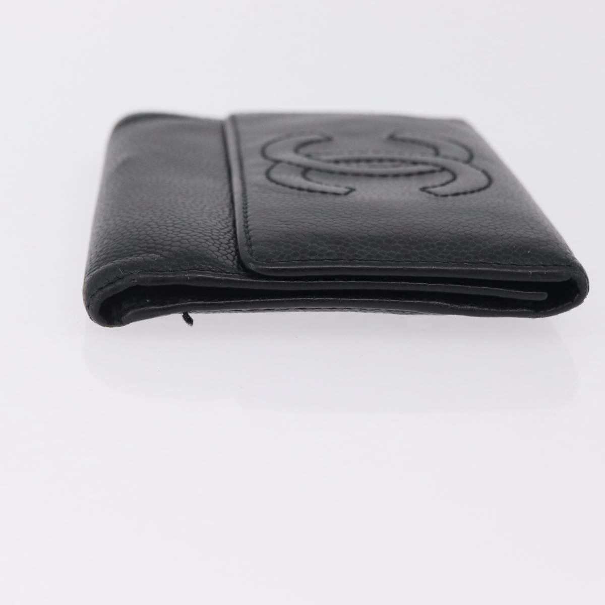 CHANEL Wallet Caviar Skin Black CC Auth mr3082