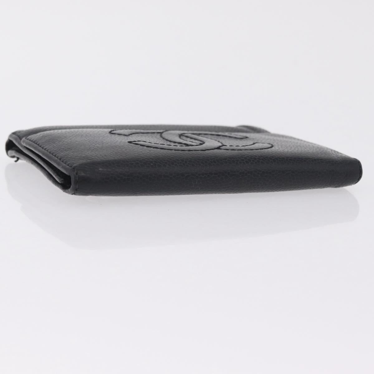 CHANEL Wallet Caviar Skin Black CC Auth mr3082