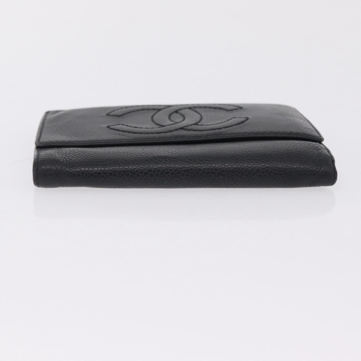 CHANEL Wallet Caviar Skin Black CC Auth mr3082