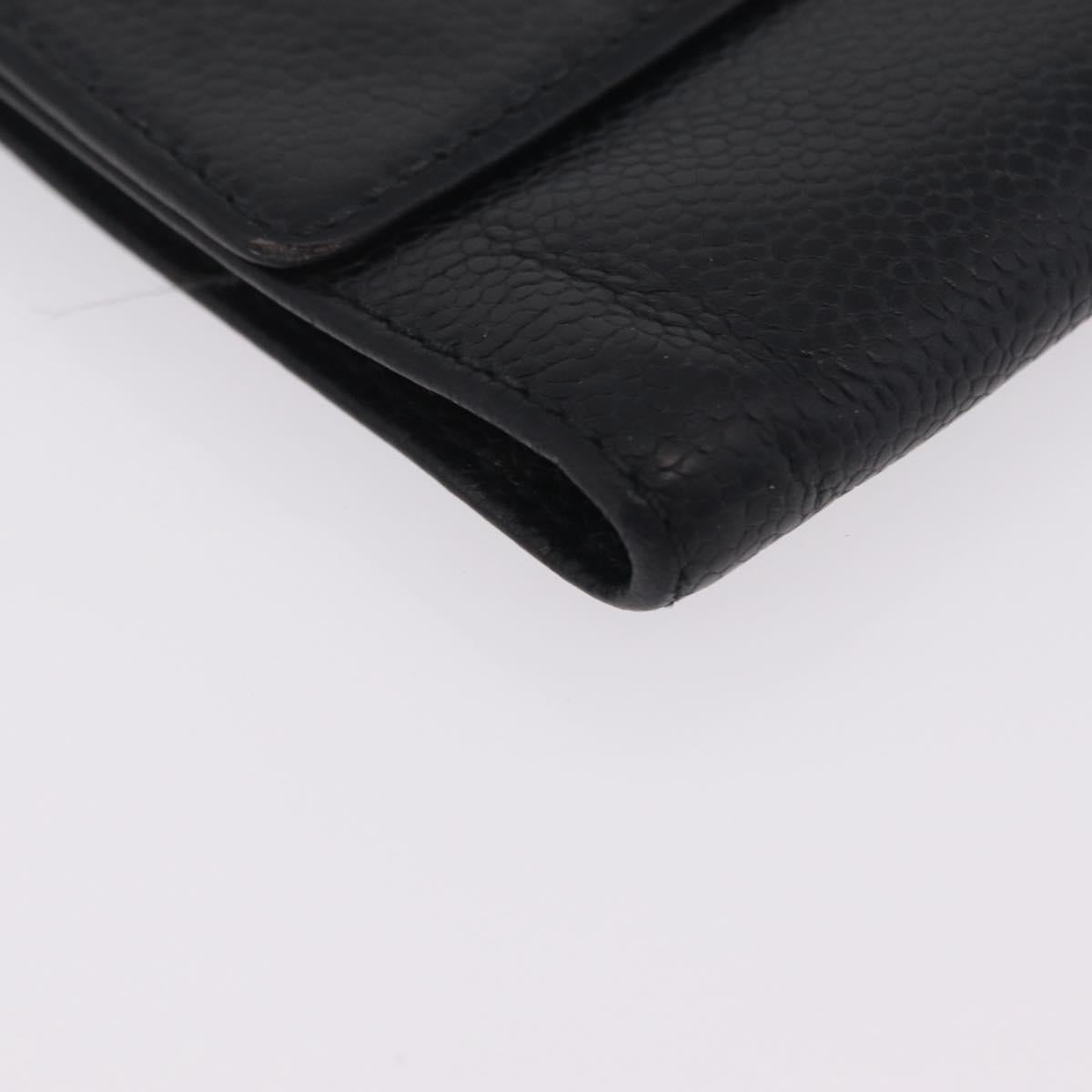 CHANEL Wallet Caviar Skin Black CC Auth mr3082