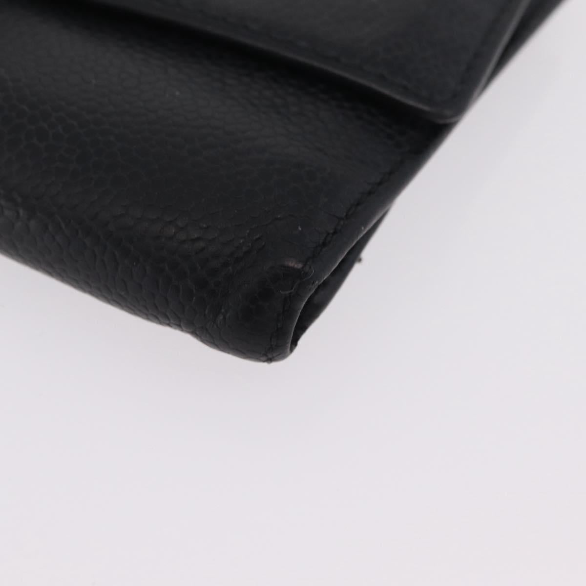 CHANEL Wallet Caviar Skin Black CC Auth mr3082