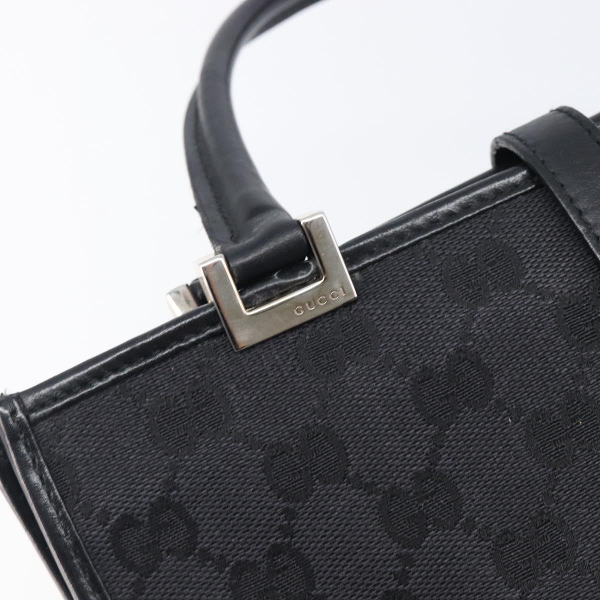 GUCCI GG Canvas Jackie Hand Bag Black Silver 002 1065 Auth mr3094A