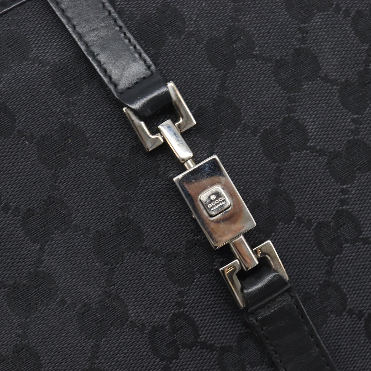 GUCCI GG Canvas Jackie Hand Bag Black Silver 002 1065 Auth mr3094A