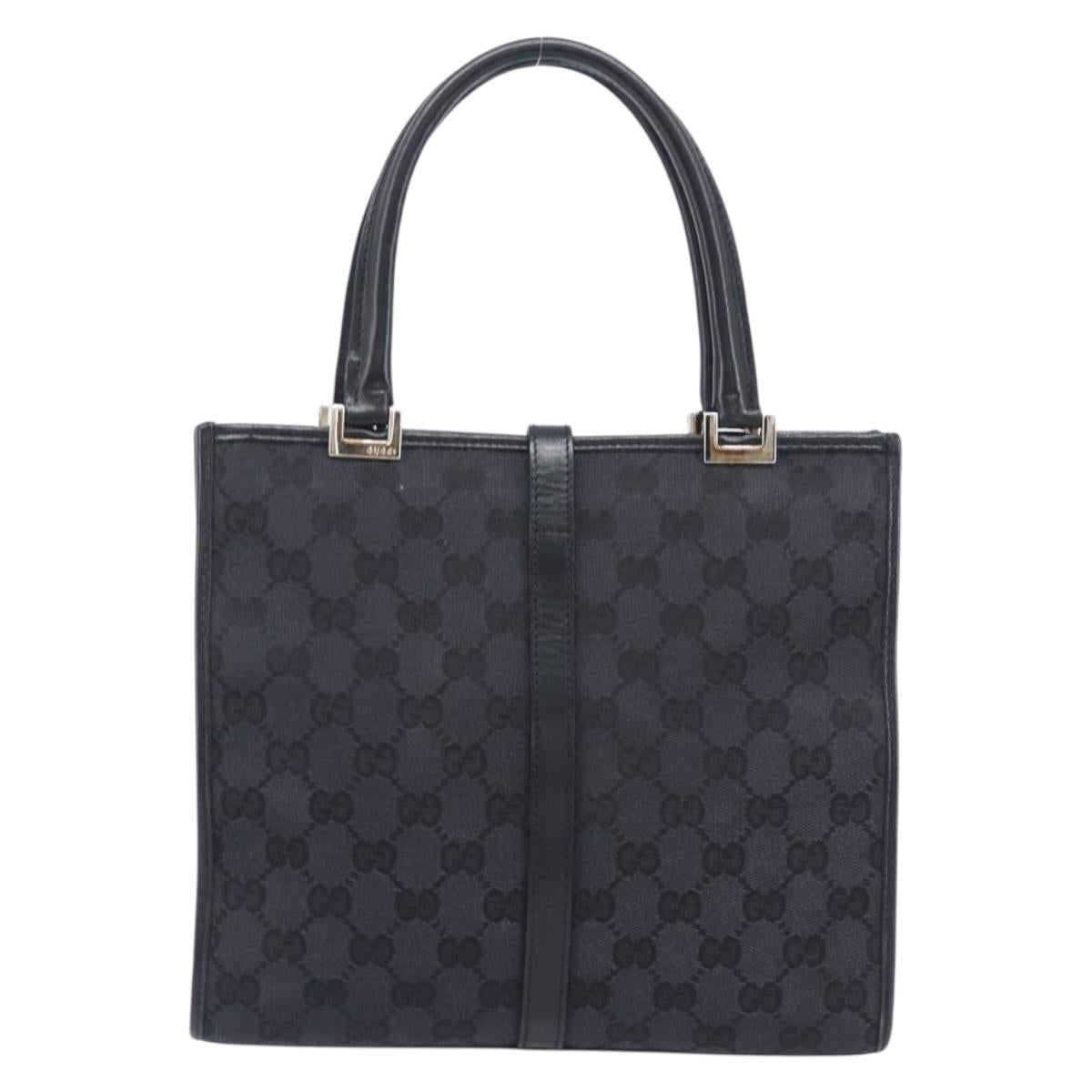 GUCCI GG Canvas Jackie Hand Bag Black Silver 002 1065 Auth mr3094A