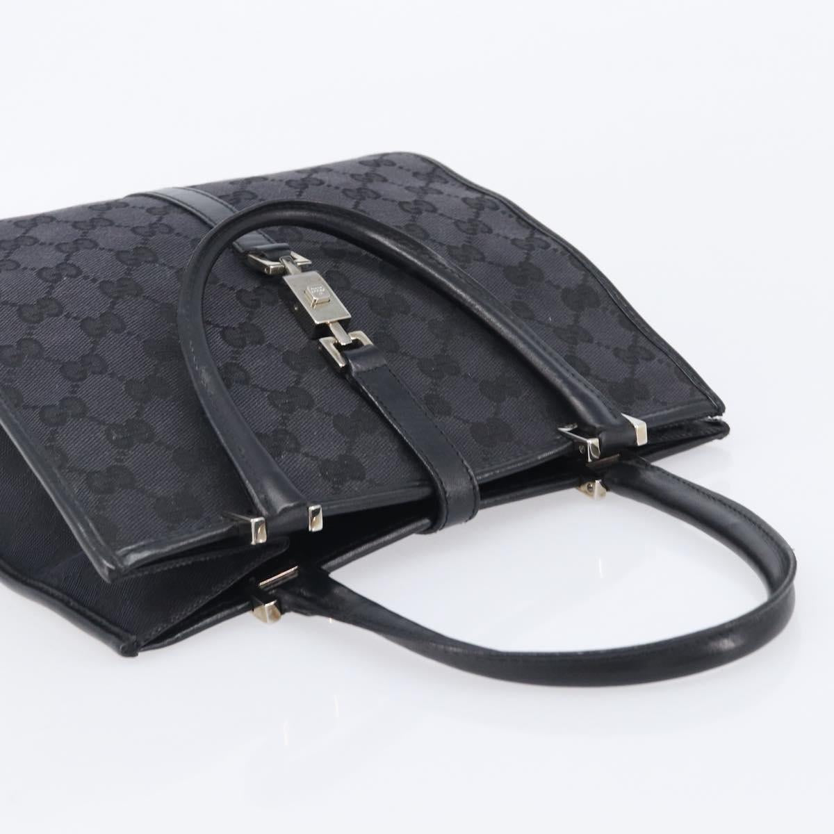 GUCCI GG Canvas Jackie Hand Bag Black Silver 002 1065 Auth mr3094A