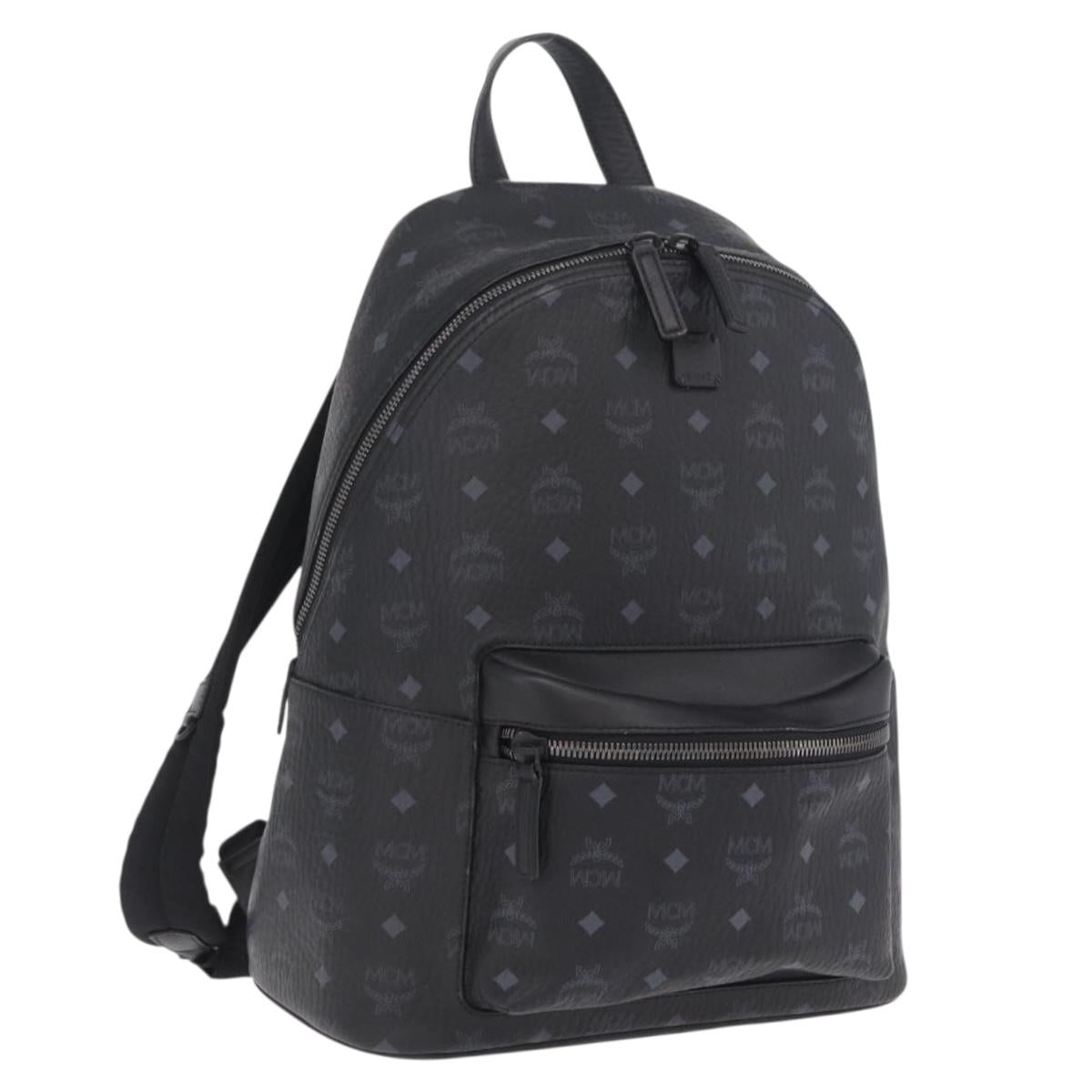 MCM Vicetos Backpack PVC Leather Black Auth mr3096A