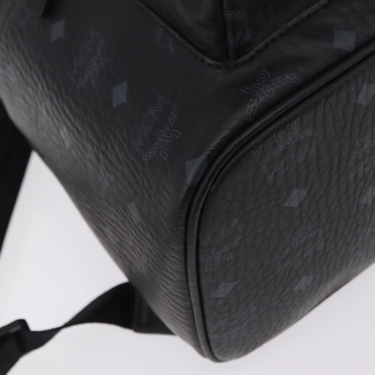 MCM Vicetos Backpack PVC Leather Black Auth mr3096A
